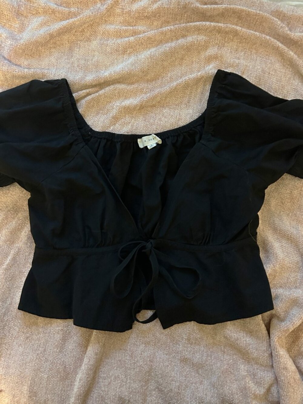 Black Tie-Front Women’s Top